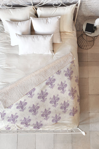 Avenie Fleur De Lis French Lavender Fleece Throw Blanket