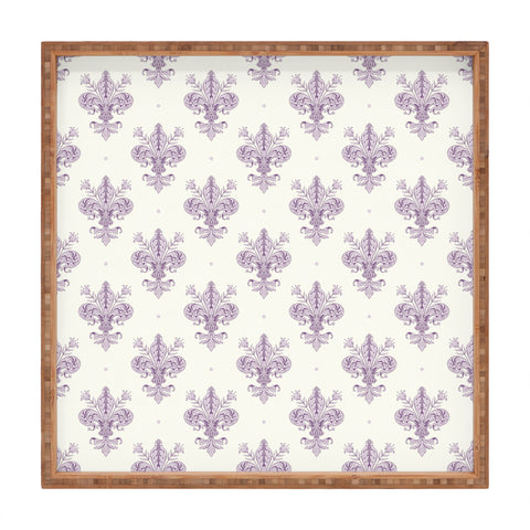 Avenie Fleur De Lis French Lavender Square Tray