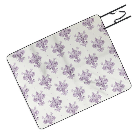 Avenie Fleur De Lis French Lavender Picnic Blanket