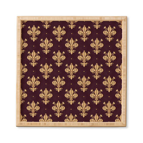 Avenie Fleur De Lis In Royal Burgundy Framed Wall Art
