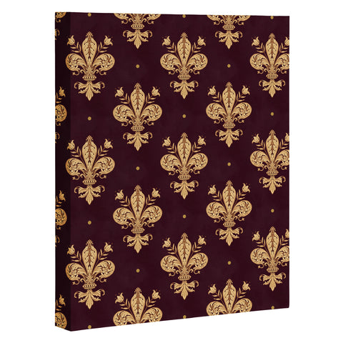 Avenie Fleur De Lis In Royal Burgundy Art Canvas