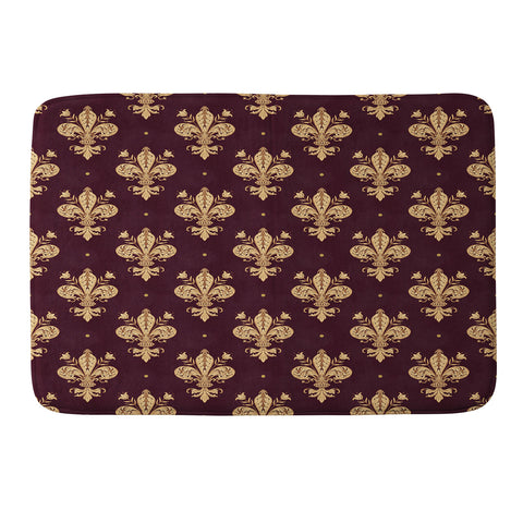 Avenie Fleur De Lis In Royal Burgundy Memory Foam Bath Mat