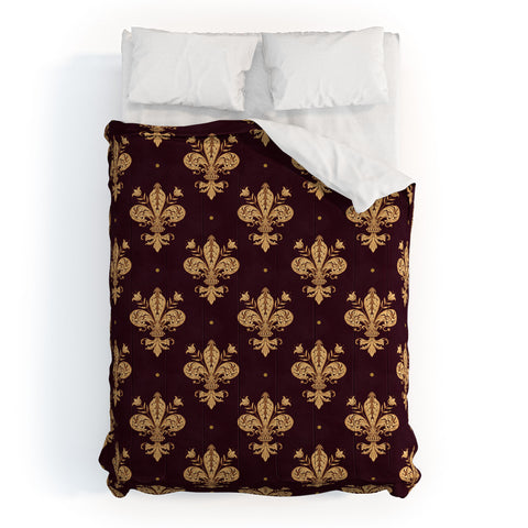 Avenie Fleur De Lis In Royal Burgundy Comforter