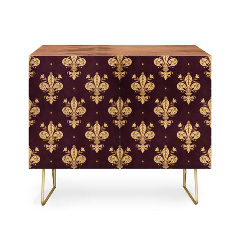 Avenie Fleur De Lis In Royal Burgundy Credenza