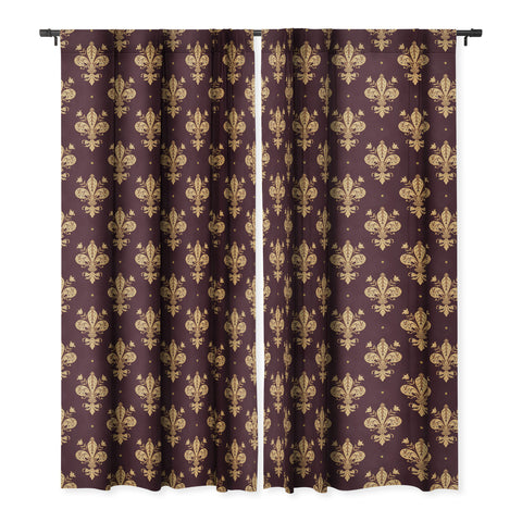 Avenie Fleur De Lis In Royal Burgundy Blackout Window Curtain