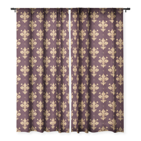 Avenie Fleur De Lis In Royal Burgundy Sheer Window Curtain