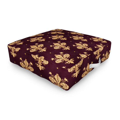 Avenie Fleur De Lis In Royal Burgundy Outdoor Floor Cushion