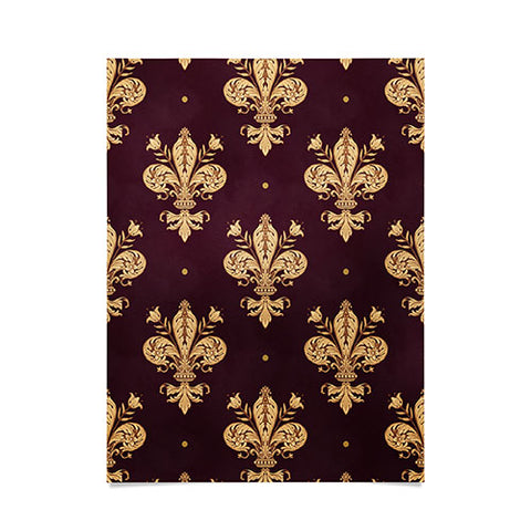 Avenie Fleur De Lis In Royal Burgundy Poster