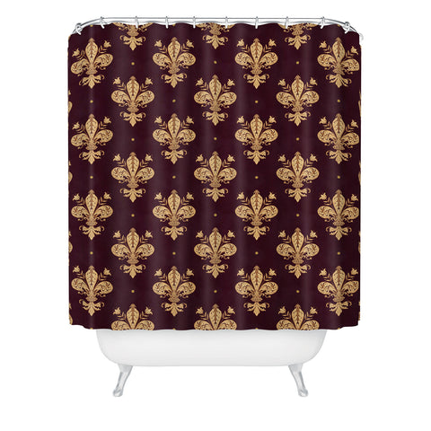 Avenie Fleur De Lis In Royal Burgundy Shower Curtain