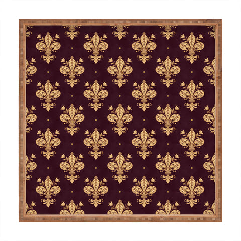 Avenie Fleur De Lis In Royal Burgundy Square Tray