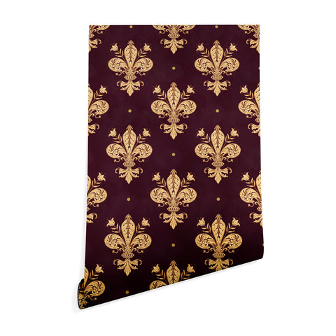 Avenie Fleur De Lis In Royal Burgundy Wallpaper