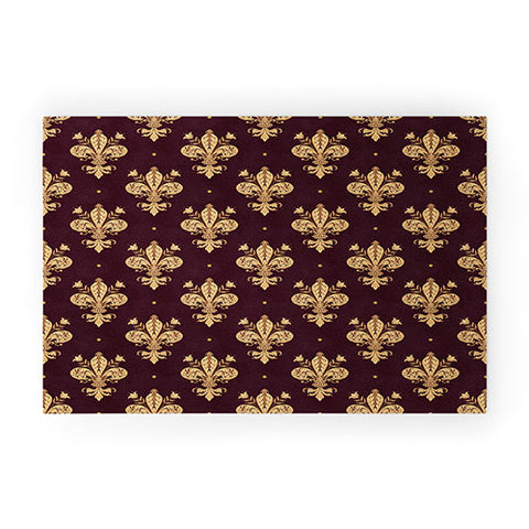 Avenie Fleur De Lis In Royal Burgundy Welcome Mat