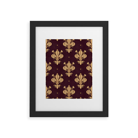 Avenie Fleur De Lis In Royal Burgundy Framed Art Print
