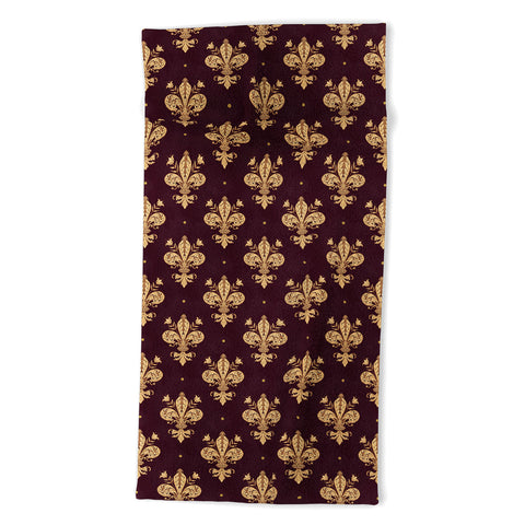Avenie Fleur De Lis In Royal Burgundy Beach Towel