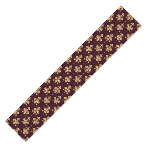 Avenie Fleur De Lis In Royal Burgundy Table Runner