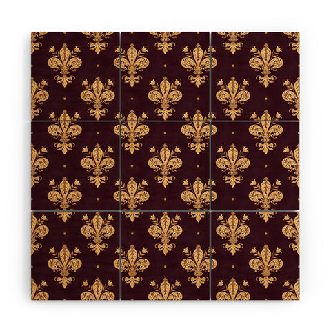 Avenie Fleur De Lis In Royal Burgundy Wood Wall Mural