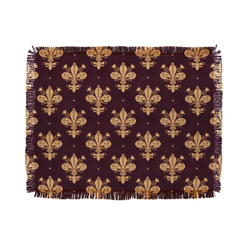 Avenie Fleur De Lis In Royal Burgundy Throw Blanket