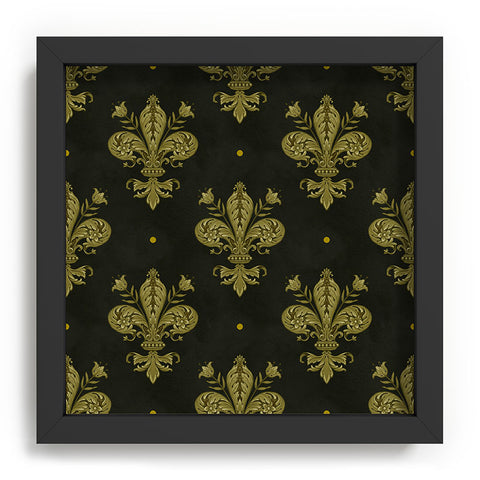 Avenie Fleur de Lis Moss Green Recessed Framing Square