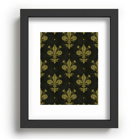 Avenie Fleur de Lis Moss Green Recessed Framing Rectangle