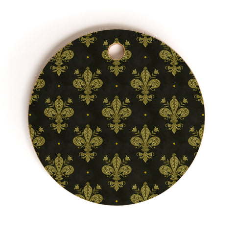 Avenie Fleur de Lis Moss Green Cutting Board Round