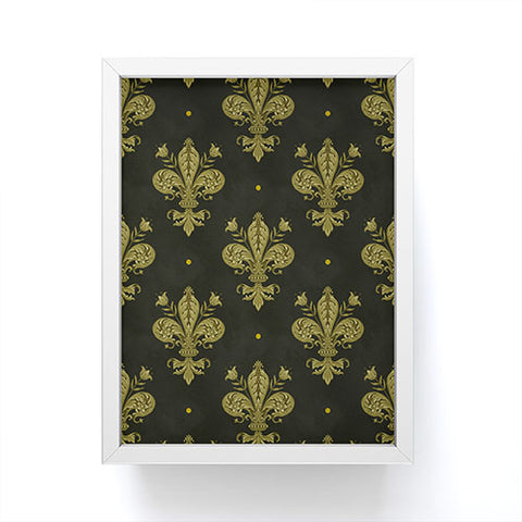 Avenie Fleur de Lis Moss Green Framed Mini Art Print