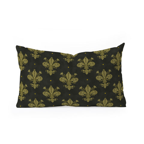 Avenie Fleur de Lis Moss Green Oblong Throw Pillow