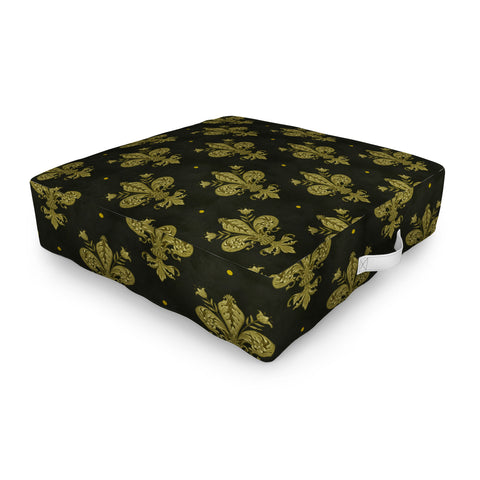 Avenie Fleur de Lis Moss Green Outdoor Floor Cushion