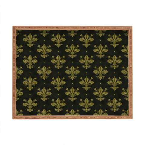 Avenie Fleur de Lis Moss Green Rectangular Tray