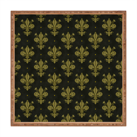Avenie Fleur de Lis Moss Green Square Tray
