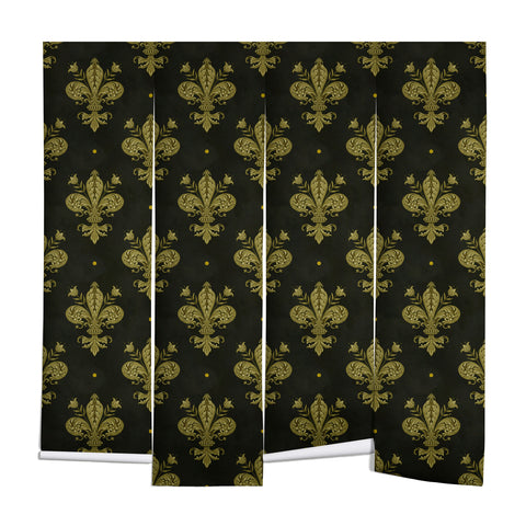 Avenie Fleur de Lis Moss Green Wall Mural