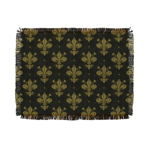 Avenie Fleur de Lis Moss Green Throw Blanket
