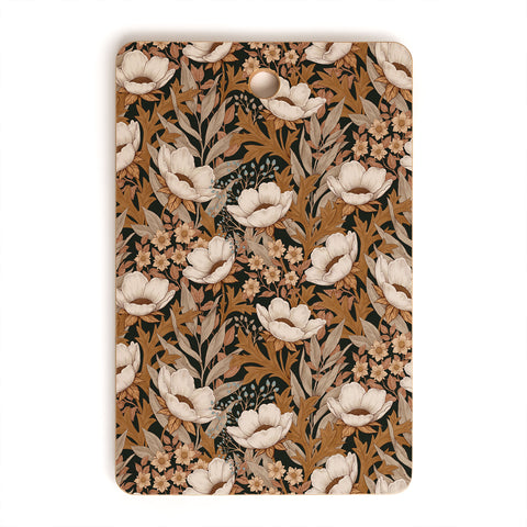 Avenie Floral Meadow Fall Neutrals Cutting Board Rectangle