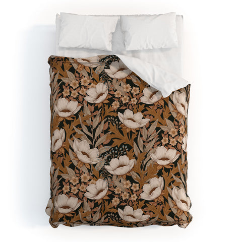 Avenie Floral Meadow Fall Neutrals Duvet Cover