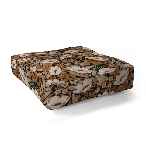 Avenie Floral Meadow Fall Neutrals Floor Pillow Square