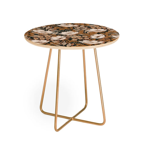 Avenie Floral Meadow Fall Neutrals Round Side Table