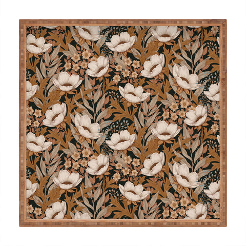 Avenie Floral Meadow Fall Neutrals Square Tray