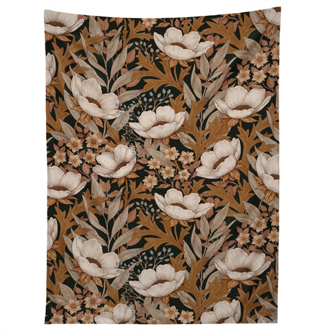 Avenie Floral Meadow Fall Neutrals Tapestry