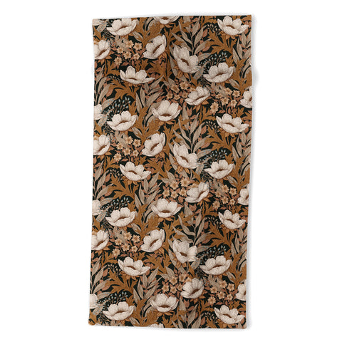 Avenie Floral Meadow Fall Neutrals Beach Towel