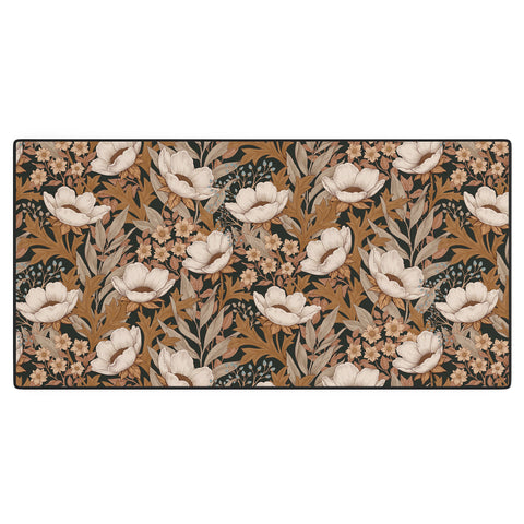 Avenie Floral Meadow Fall Neutrals Desk Mat