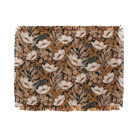 Avenie Floral Meadow Fall Neutrals Throw Blanket
