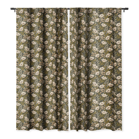 Avenie Floral Meadow Spring Green Blackout Window Curtain