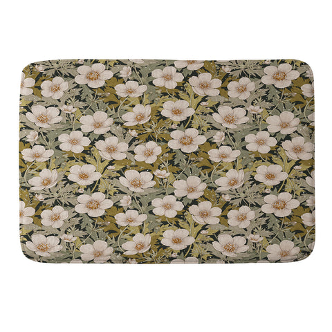 Avenie Floral Meadow Spring Green I Memory Foam Bath Mat