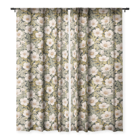 Avenie Floral Meadow Spring Green I Sheer Non Repeat