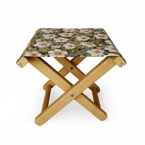 Avenie Floral Meadow Spring Green I Folding Stool