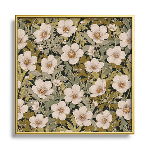 Avenie Floral Meadow Spring Green I Square Metal Framed Art Print