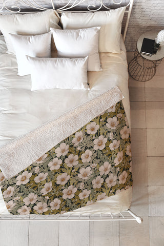 Avenie Floral Meadow Spring Green I Fleece Throw Blanket