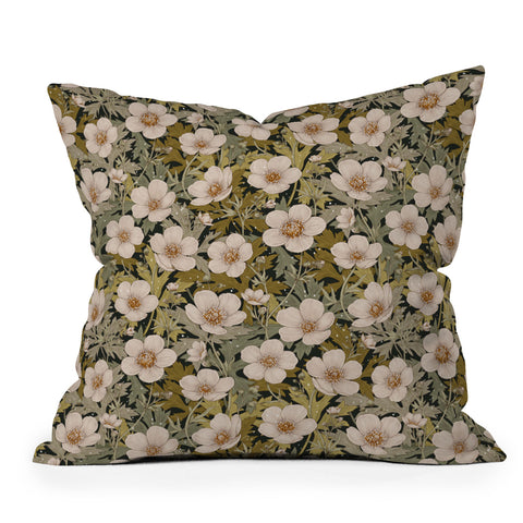 Avenie Floral Meadow Spring Green I Throw Pillow