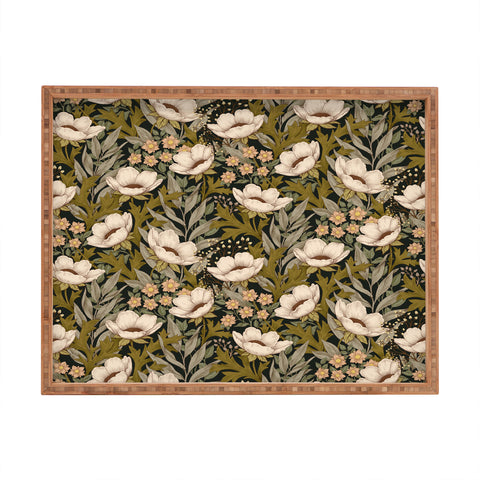 Avenie Floral Meadow Spring Green Rectangular Tray