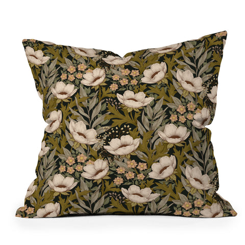 Avenie Floral Meadow Spring Green Outdoor Throw Pillow