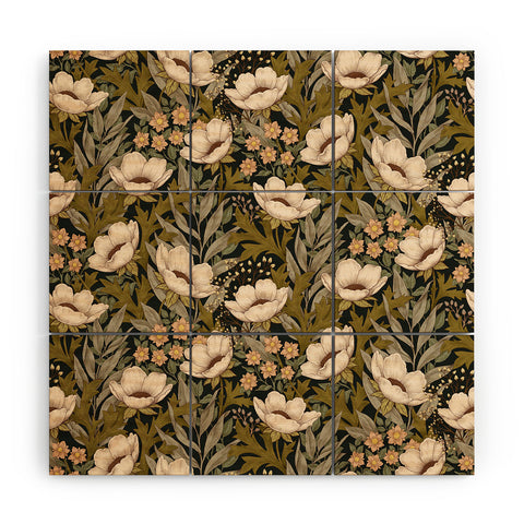 Avenie Floral Meadow Spring Green Wood Wall Mural